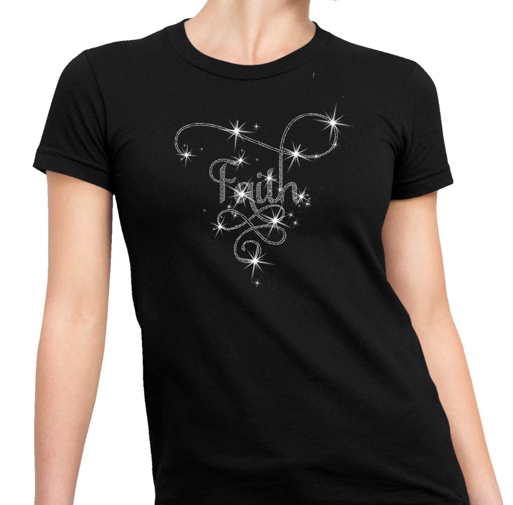 Cute Retro Faith Rhinestone T-Shirt, Religious Mom Gift, Aesthetic Christian Sweatshirt, Godmother Present Shirt, Love and Grace Tee-Shirt