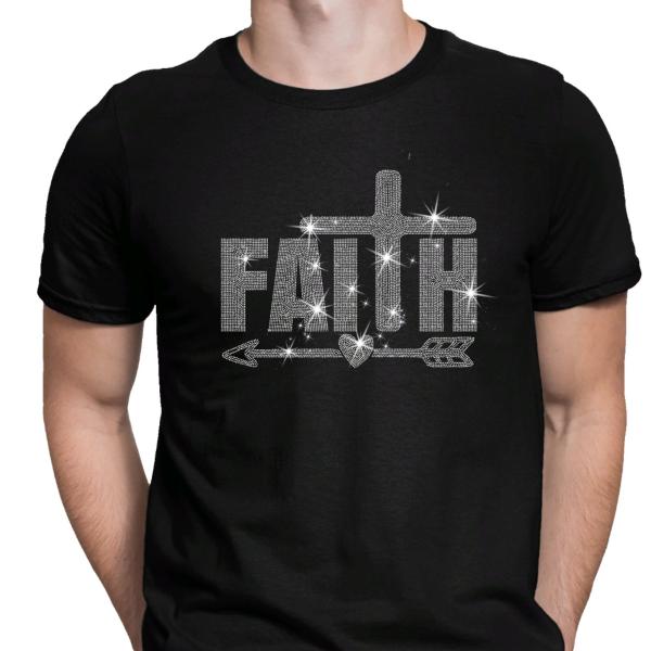 Faith Shirt, Faith Cross Rhinestone T-Shirt, Christian Gift, Faith Gift, Christian Shirt, Love and Grace Shirt, Faith Cross, Faith Arrow