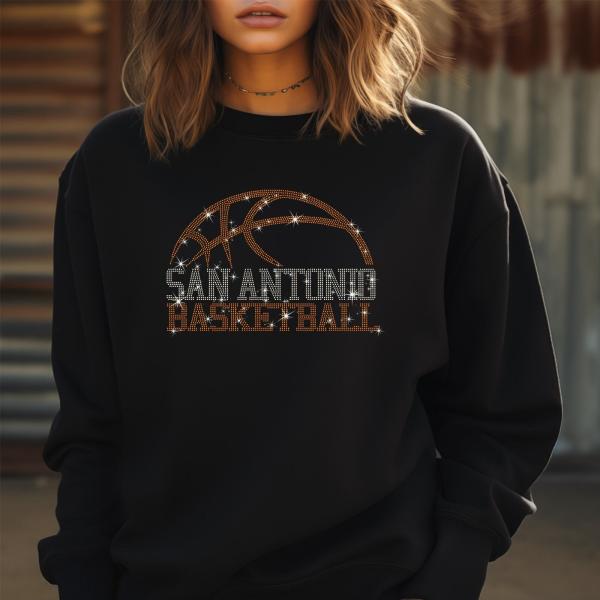 San Antonio Rhinestone  Basketball Shirt, Game Ready Fan Shirt, Women Cute Basketball Tee, Spurs Basketball Shirt, San Antonio Hoodie