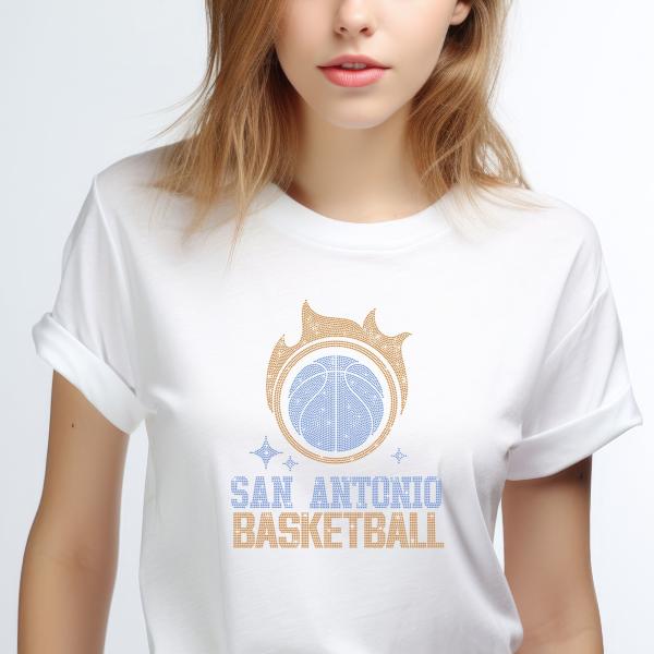 San Antonio Basketball Team Rhinestone T-Shirt, Spurs Basketball Tshirt, Ultimate Spurs Fan Dazzling Rhinestone Shirt, San Antonio Spurs