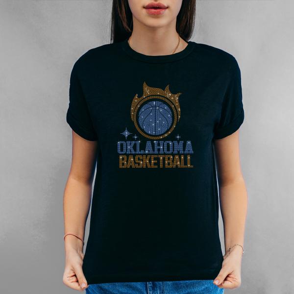 Oklahoma Basketball Team Rhinestone T-Shirt, Thunder Basketball Tshirt, Ultimate Thunder Fan Dazzling Rhinestone Shirt, Oklahoma Thunder