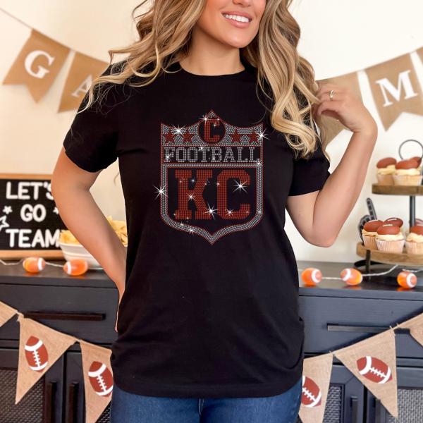 Kansas City Rhinestone T-Shirt, Vintage Style  Football Game Day Shirt, Football Fans Tee, Sports Hoodie, Chiefs Gift