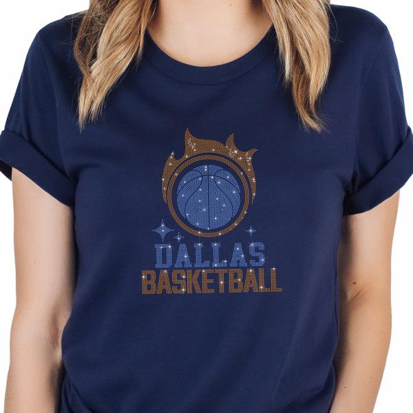 Dallas Basketball Team Rhinestone T-Shirt, Mavericks Basketball Tshirt, Ultimate Maverics Fan Dazzling Rhinestone Shirt, Dallas Mavericks