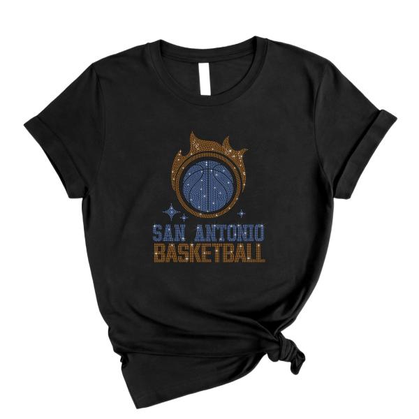 San Antonio Basketball Team Rhinestone T-Shirt, Spurs Basketball Tshirt, Ultimate Spurs Fan Dazzling Rhinestone Shirt, San Antonio Spurs