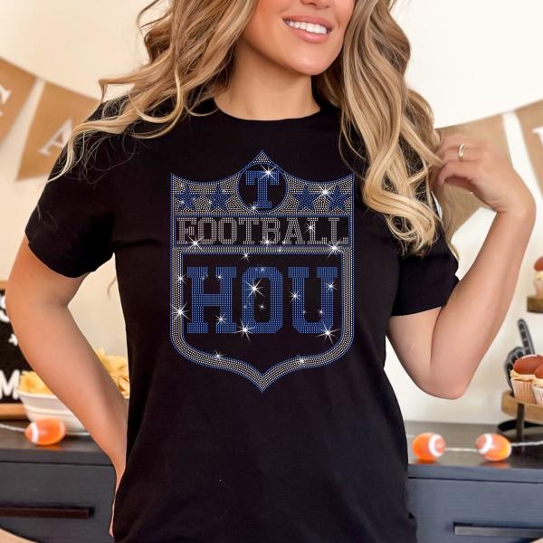 Houston Rhinestone T-Shirt, Vintage Style Football Sweatshirt, Sunday Football shirt, Football Team Hoodie, Texans Fan Tee