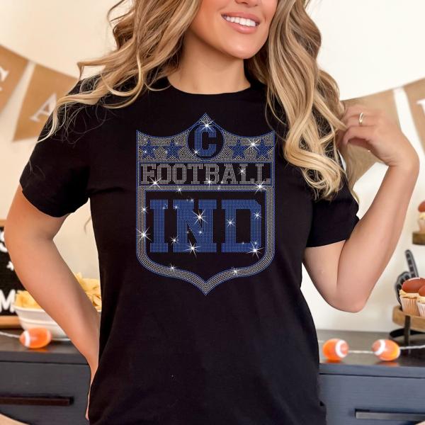 Indianapolis Rhinestone T-Shirt, Vintage Style Football Tee-Shirt, Sunday Football Team Fan Shirt, Football Team Hoodie