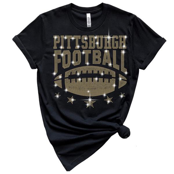 Pittsburgh Rhinestone T-Shirt, Football Lovers Shirt, Game Day Sports Sweatshirt, Unique Design Casual Shirt, Tailgate Party  Wear