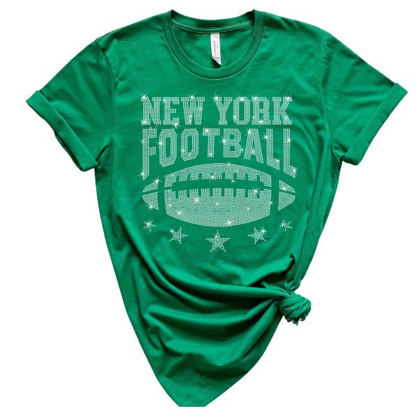 New York Rhinestone T-Shirt, Perfect for Game Day and Street Style Unique Design for Devoted Football Fans, Gift for Her or Him