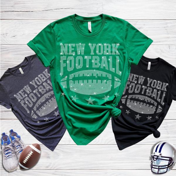 New York Rhinestone T-Shirt, Perfect for Game Day and Street Style Unique Design for Devoted Football Fans, Gift for Her or Him