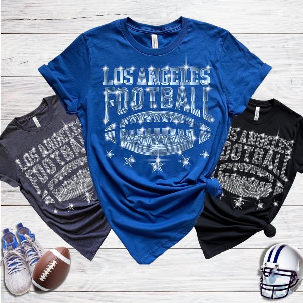 Los Angeles Rhinestone T-Shirt, Comfortable and Trendy Football Shirt, Unique Design for Passionate Football Supporters, Gift for Her