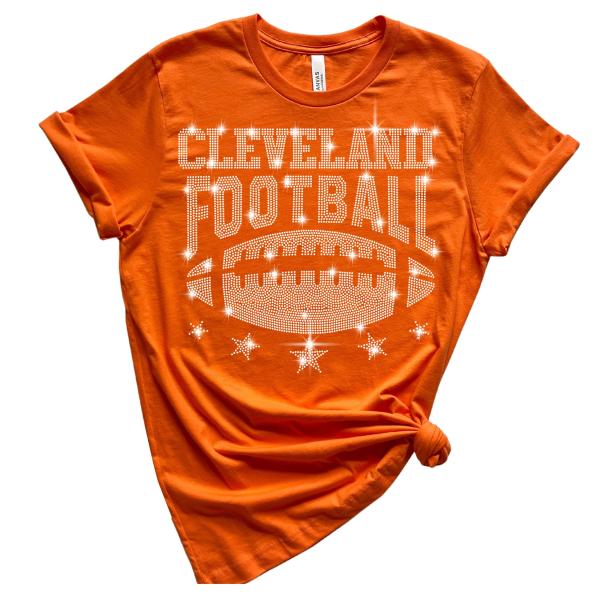 Cleveland Rhinestone T-Shirt, Stylish and Unique Designs Football  Shirt, The Perfect Blend of Sporty and Chic Gift for Football Fans