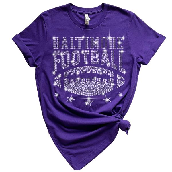 Baltimore Rhinestone T-Shirt, Football Fan Fun Gift, Legend Game Day, Cute Tee-Shirt for Football Champion, Gift for Best Friend