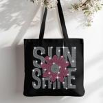 Sunshine with Flower Rhinestone Sparkly Tote Bag/Travel Bag/Daily Bag/Rhinestone Tote Bag/Gift For Mom/Gift for Daughter/Shopping Tote Bag