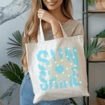 Sunshine with Flower Rhinestone Sparkly Tote Bag/Travel Bag/Daily Bag/Rhinestone Tote Bag/Gift For Mom/Gift for Daughter/Shopping Tote Bag