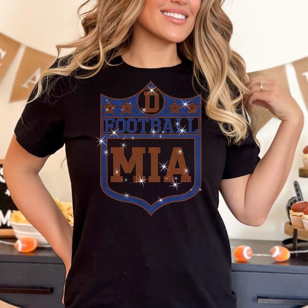 Miami Rhinestone Shirt, Football T-Shirt for Game Day, Trendy Comfortable and Stylish Fan Shirt, Show Your Team Spirit with Miami Pride