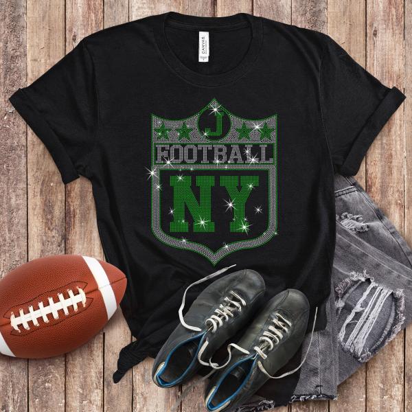 New York Rhinestone T-Shirt, Football Game Day Ready, Trendy, Comfortable Fan Shirt, Support Your Team with Style,  Gift for Her or Him