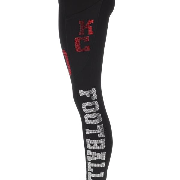 Kansas City Rhinestone Football Leggings Active Wear Yoga Pant Women Football Yoga Leggings with side Pocket