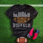 Buffalo Rhinestone T-Shirt, Bling Dazzling Football Fan Gift Design, Eye-Catching Game Sparkling Tee, Unique Football Fan Glitter Top