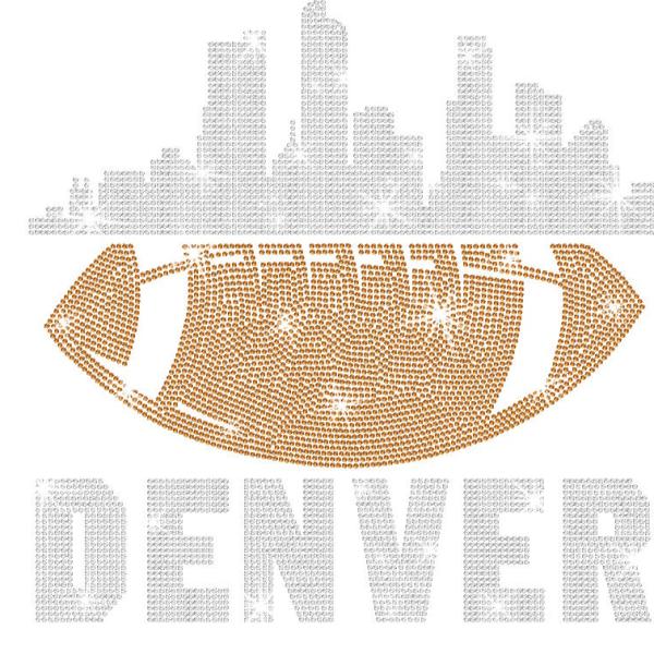 Denver Rhinestone T-Shirt, Chic Glittering Shiny Football Tee, Unique Fashion Sports Shirt, Game Day Shirt for Football Fans