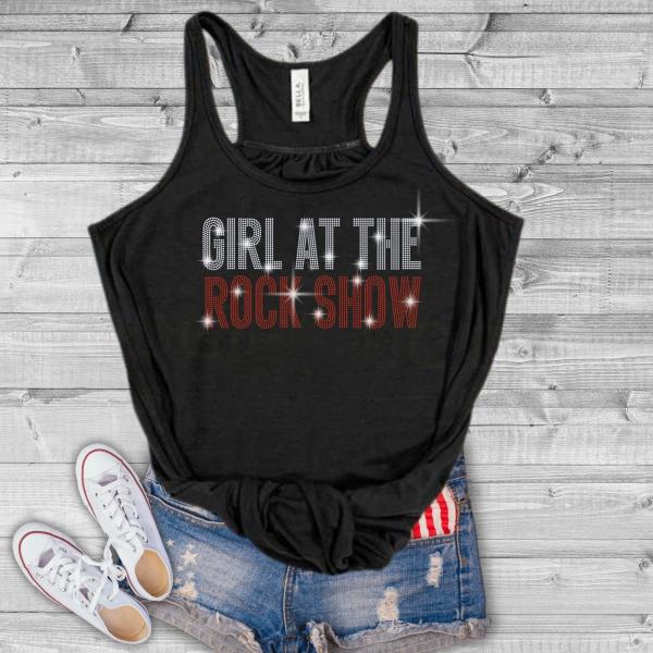 Girl At The Rock Show Rhinestone Shirt, Concert Shirt, Rock Concert Shirt, Rock Girl Shirt, Rock Bling Shirt, Blink 182 Shirt