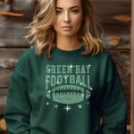 Green Bay Rhinestone Shirt, Game day Football Rhinestone Shirt, Green Bay Football Shirt, Green Bay Football Sweater, Ladies Green Bay Shirt