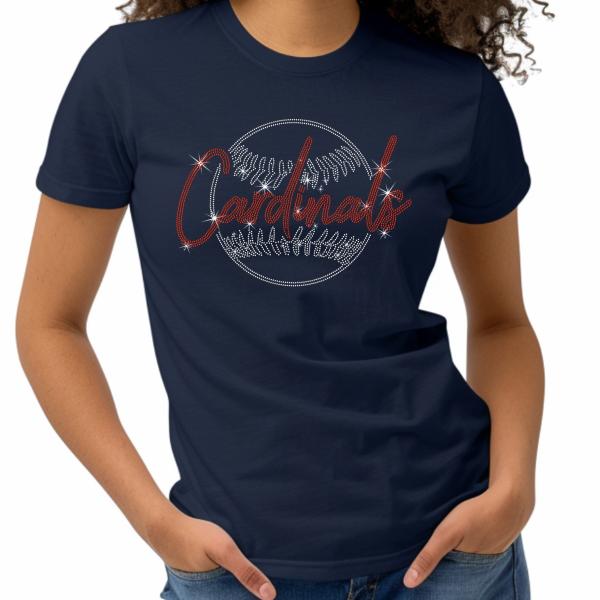 Cardinals Rhinestone Shirt, Game Day Baseball Shirt, Best Selling Tops, Sports Mom Shirt, Mascot Bling, Vintage Baseball Fan Shirt