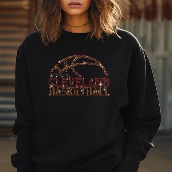 Cleveland Rhinestone Shirt, Cleveland Basketball Sweater, Cleveland Basketball Shirt, Cleveland Basketball Hoodie