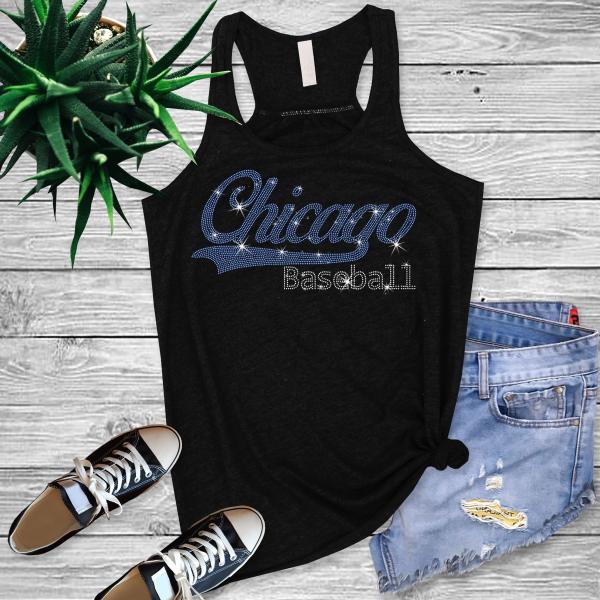 Chicago Rhinestone Shirt, Chicago Baseball Rhinestone Shirt, Game Day Baseball Shirt, Chicago Baseball Tank Top, Cubs Shirt