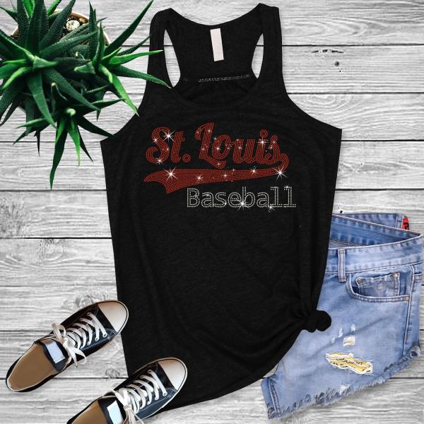 St. Louis Rhinestone Shirt, Game Day Baseball Shirt, STL Baseball Shirt, Cardinals Shirt, Cards Shirt, Go Cards Shirt, STL Tank Top