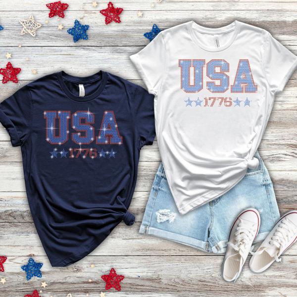 USA Rhinestone Shirt, Freedom Bling Shirt, Support America Tshirt, 4th Of July Shirt, American Dream, Explore USA Shirt