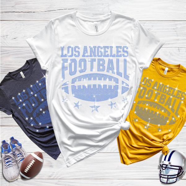 Los Angeles Rhinestone T-Shirt, Stylish Football Shirt, Unique and Eye-Catching Design, Perfect for Game Day & Everyday Wear