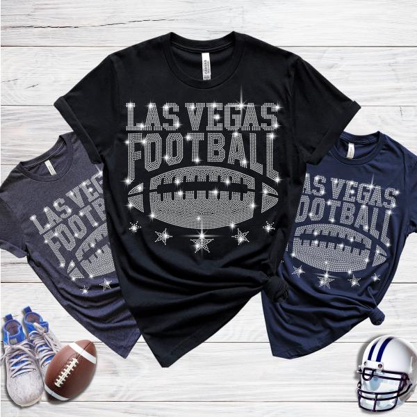 Las Vegas Rhinestone T-Shirt, Football Fan Game Day Shirt, Eye-Catching and Unique Design, Ideal Gift for Sports Enthusiasts