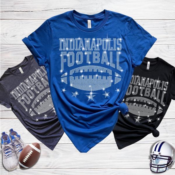 Indianapolis Rhinestone T-Shirt, Stylish and Comfortable Football Team Shirt, Unique Design for Game Day and Casual Wear, Ideal for Fans