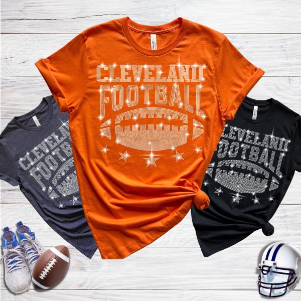Cleveland Rhinestone T-Shirt, Stylish and Unique Designs Football  Shirt, The Perfect Blend of Sporty and Chic Gift for Football Fans