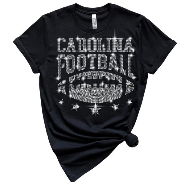 Carolina Rhinestone T-Shirt, Football Player Game Day Apparel, Stylish and Comfortable, Gift For Fans, Let's Go, Sunday Funday