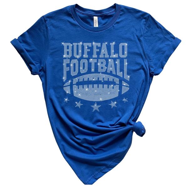 Buffalo Rhinestone T-Shirt, Unique and Eye-Catching Design Football Fans Shirt, High-Quality Fabric, Great Gift for Sports Events