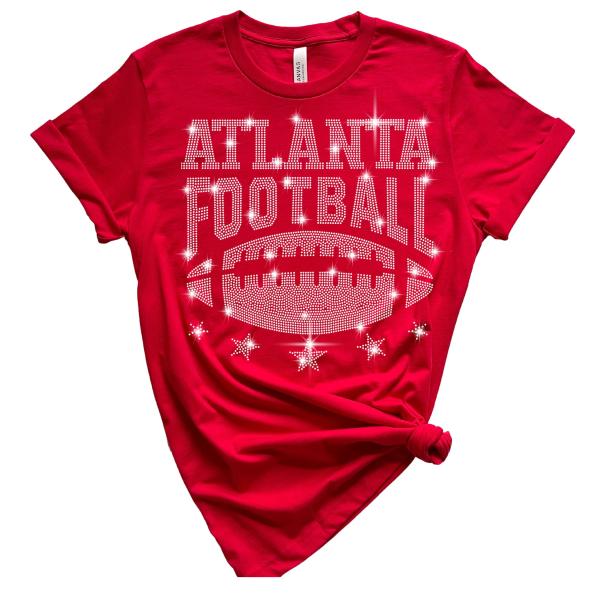 Atlanta Rhinestone T-Shirt, Football Fan Tee Shirt, Stylish and Comfortable, Unique and Eye-Catching Design for Game Day Gift