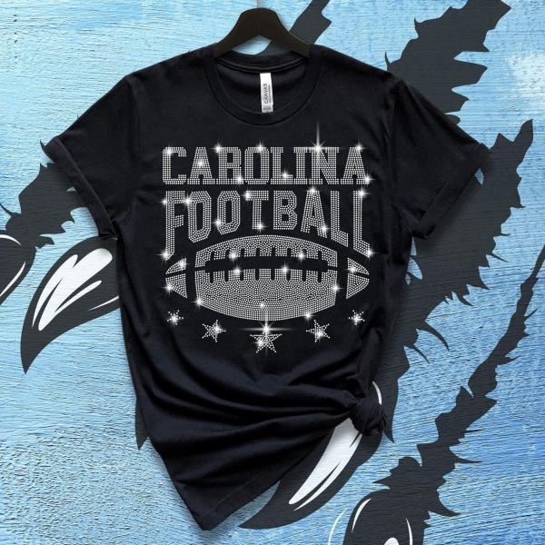 Carolina Rhinestone Shirt, Game Day Carolina Football Shirt, Sunday Football Shirt,  Carolina Football Shirt, Ladies Carolina Football Shirt