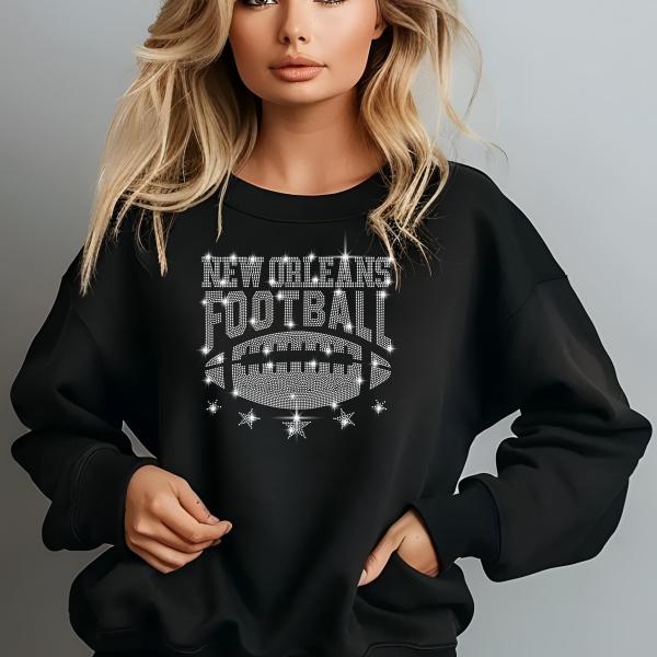 New Orleans Rhinestone Shirt, Football Fan Shirt, Men or Women Football Shirt, Football Game Day Sweater, Gift for Football Lovers