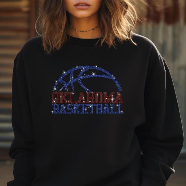 Oklahoma Rhinestone  Basketball Shirt, Game Day OK Basketball Shirt, OK Basketball Shirt, Oklahoma Basketball Sweater