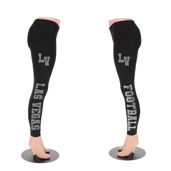Las Vegas Rhinestone Football Leggings, Sparkling Football Leggings for Women Fans, Active Wear Yoga Pant, Team Glitter Pants Girls Favor