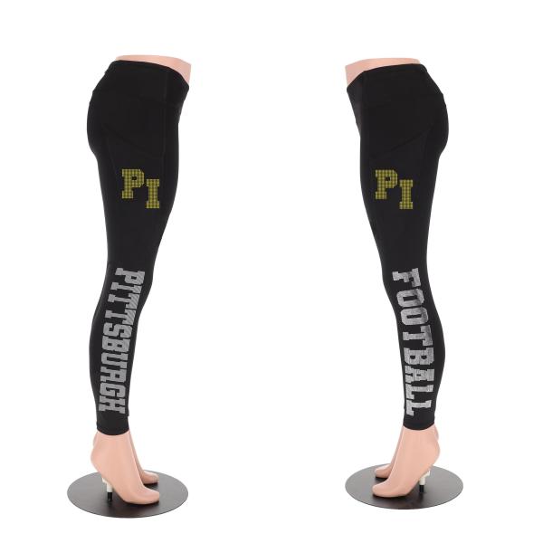 Pittsburgh Rhinestone Football Leggings, Sparkling Sport Fan Leggings, Bling Yoga Pant for Women, Game day Glitter Leggings for Ladies