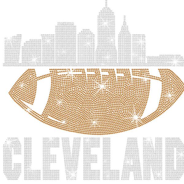 Cleveland  Rhinestone Glittering  Shirt, Sparkling Style Football Shirt, Dazzling Shiny Game Shirt, Eye-Catching Tee Trendy Fashion Shirt