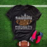 Cincinnati Rhinestone T-Shirt, Sunday Game Day Football Shirt, Trendy Shiny Design Shirt, Fan Style Glittering Shirt, Bright Chic Team Shirt