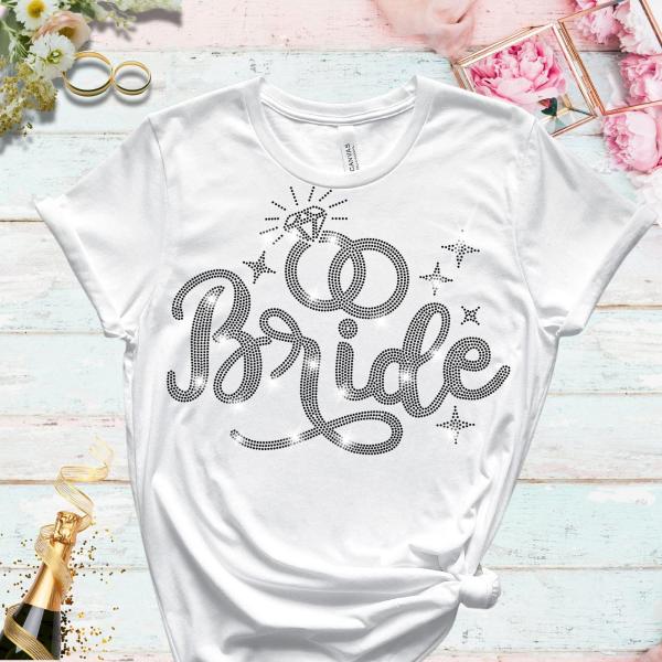 Bride Rhinestone T-Shirt, Bridal Shower Gift, Trendy Comfortable Bling Bridal Tee,  Cute Mrs. Wedding Tee-Shirt. Proposal Gift Shirt