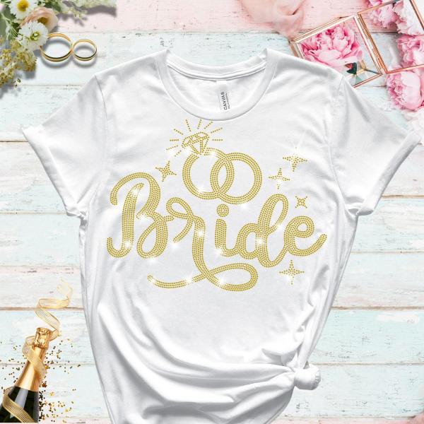 Bride Rhinestone T-Shirt, Bridal Shower Gift, Trendy Comfortable Bling Bridal Tee,  Cute Mrs. Wedding Tee-Shirt. Proposal Gift Shirt