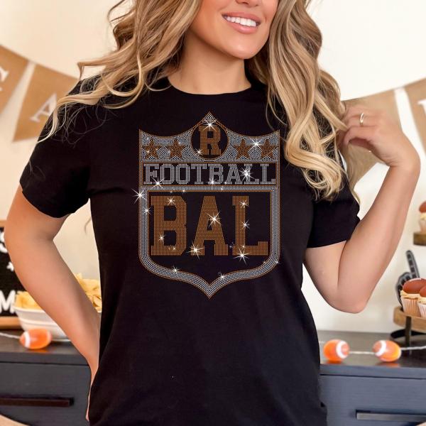 Baltimore Rhinestone T-Shirt, Vintage Style Football Sweatshirt, Football Fans Shirt, Football Team Hoodie, Ravens Gift