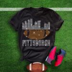 Pittsburgh Rhinestone T-Shirt, Fashion Football Team Fan Shirt, Bright Glitter Sunday Day Sports Tee, Trendy Stylish Shirt for Game Day