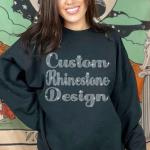 Personalized Rhinestone Sweatshirts, Custom Rhinestone Designs, Bling Bling T-Shirt, Custom Sparkle Long Sleeve, Sparkling Custom Sweaters