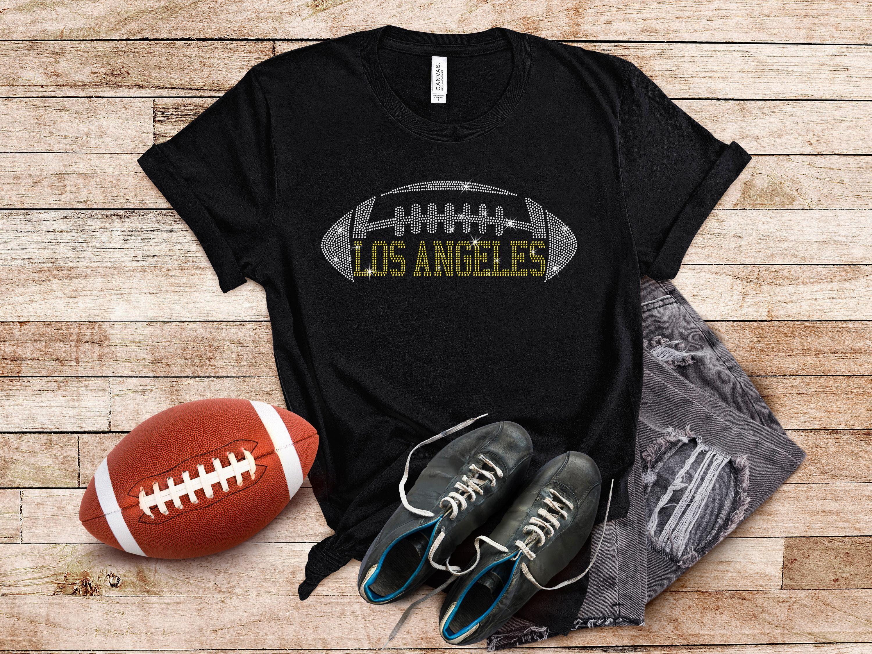 Los Angeles Rhinestone T-Shirt, Football Team Fans Shirt, Casual Sports Glittering Unisex Shirt, Soft Short-Sleeve Unique Design Tee-Shirt